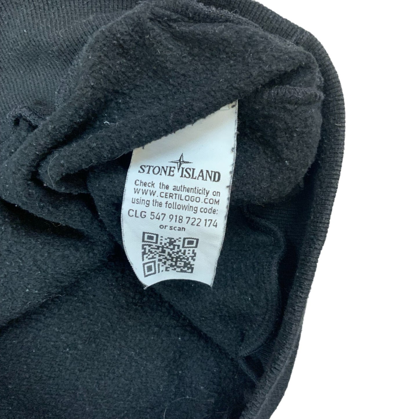 VTG 00s STONE ISLAND BLACK COTTON CREW NECK BADGE SWEATSHIRT SIZE S