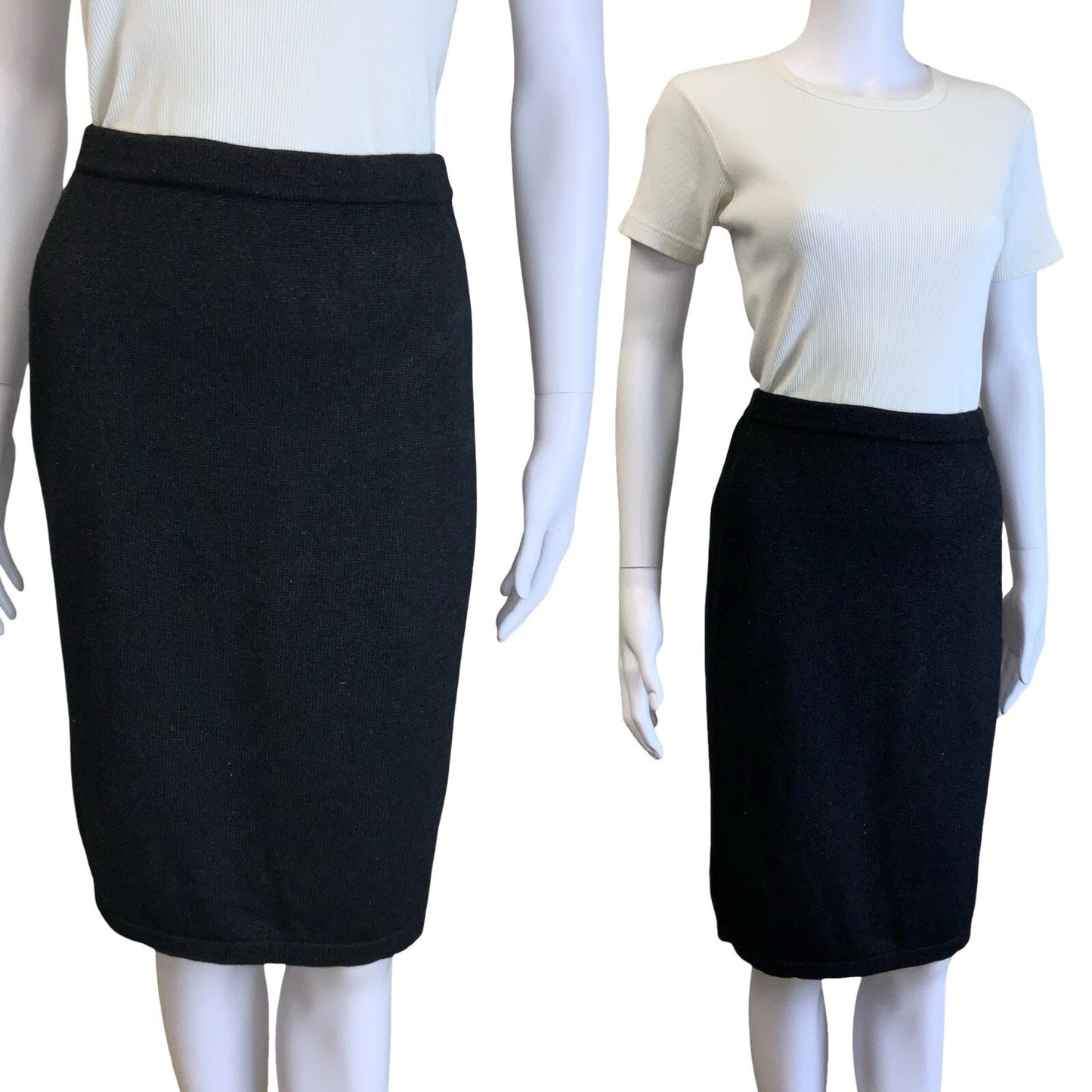 VTG LES COPAINS CHARCOAL GREY HIGH WAISTED WOOL PENCIL SKIRT 10 12