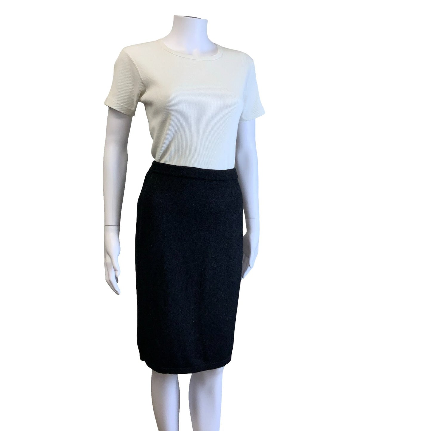 VTG LES COPAINS CHARCOAL GREY HIGH WAISTED WOOL PENCIL SKIRT 10 12