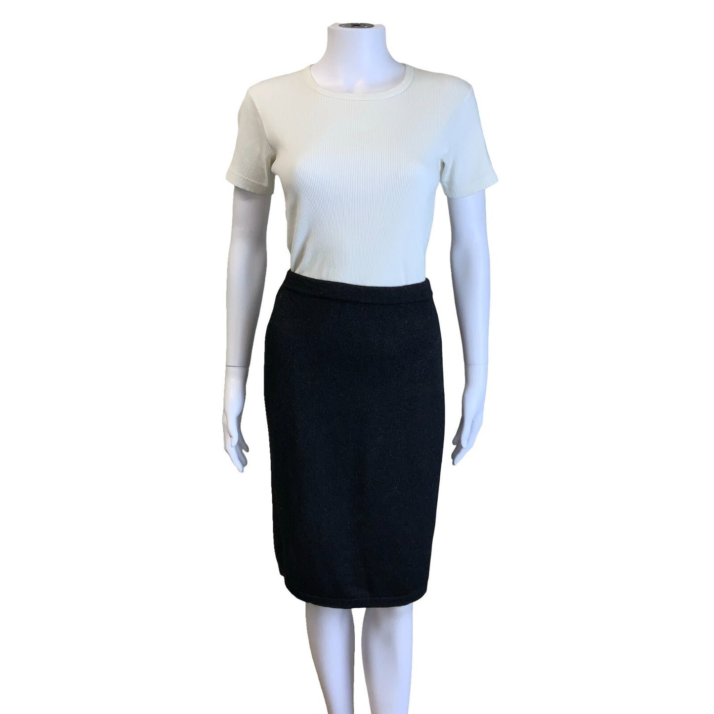 VTG LES COPAINS CHARCOAL GREY HIGH WAISTED WOOL PENCIL SKIRT 10 12