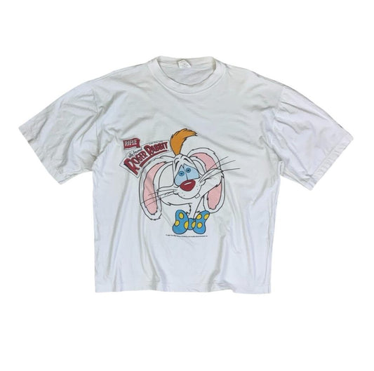 VTG 80S 90S DISNEY 1988 ROGER RABBIT FILM GRAPHIC TEE CROPPED LARGE