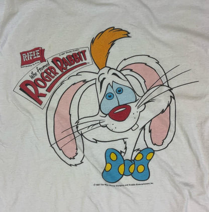 VTG 80S 90S DISNEY 1988 ROGER RABBIT FILM GRAPHIC TEE CROPPED LARGE