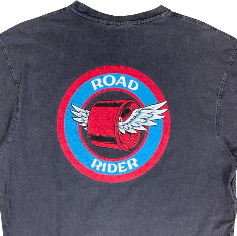 SANTA CRUZ SKATEBOARDS GREY ROAD RIDER GRAPHIC RETRO GRUNGE SKATE TEE M L