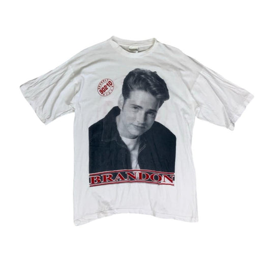 VTG 90S WHITE BRANDON 90210 BEVERLY HILLS CALIFORNIA GRAPHIC TEE MEDIUM
