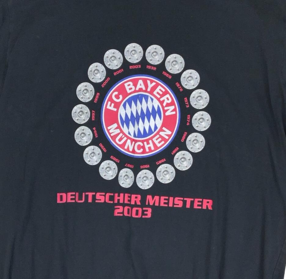 VTG ADIDAS BLACK  2003 FC BAYERN MUNCHEN FOOTBALL GRAPHIC TEE LARGE