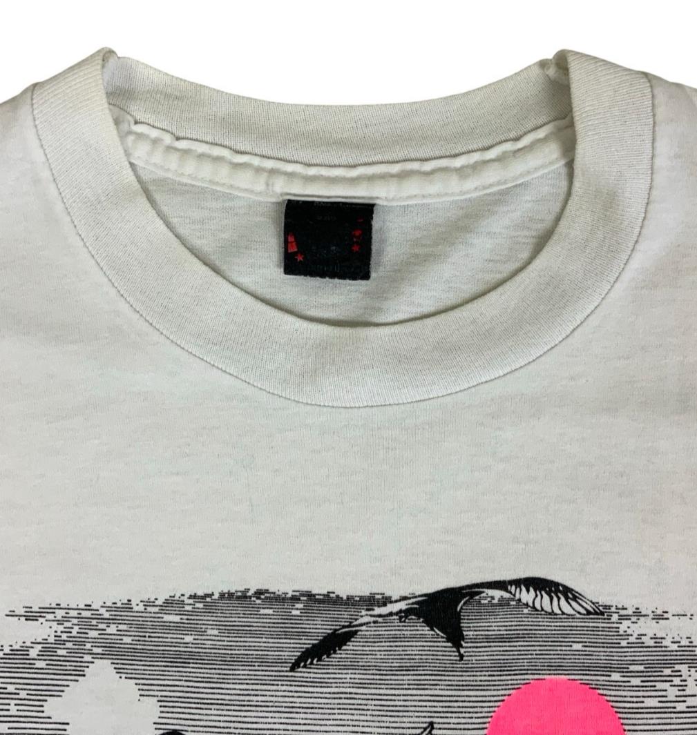 VTG 90S WHITE PLAYA DE LAS AMERICAS TENERIFE BEACH GRAPHIC SINGLE STITCH TEE L