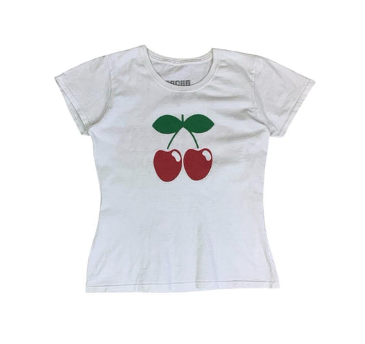 VTG WHITE PACHA CLUB GRAN CANARIA CHERRY GRAPHIC BABY TEE SMALL 8