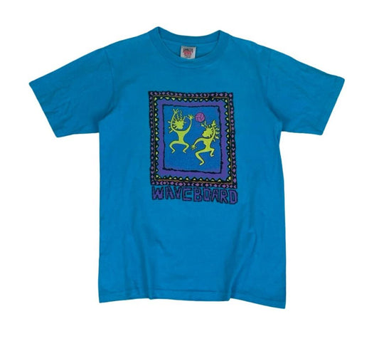 VTG 90S ONEITÁ BLUE POWER-T PRESHRUNK WAVE BOARD SINGLE STITCH GRAPHIC TEE SMALL