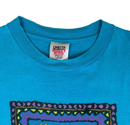 VTG 90S ONEITÁ BLUE POWER-T PRESHRUNK WAVE BOARD SINGLE STITCH GRAPHIC TEE SMALL