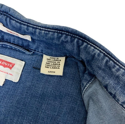 VTG 90S LEVI'S BUE WESTERN DENIM SNAP BUTTON RED TAB SHIRT SMALL