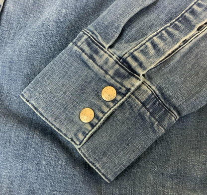 VTG 90S LEVI'S BUE WESTERN DENIM SNAP BUTTON RED TAB SHIRT SMALL