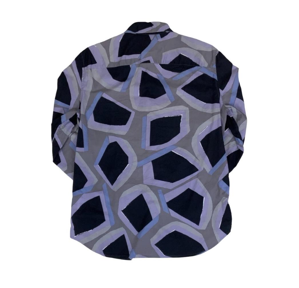 VTG ARMANI EXCHANGE CASUAL BOTTON DOWN GEOMETRIC PURPLE GREY BLACK SMALL