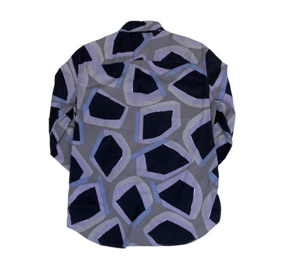 VTG ARMANI EXCHANGE CASUAL BOTTON DOWN GEOMETRIC PURPLE GREY BLACK SMALL