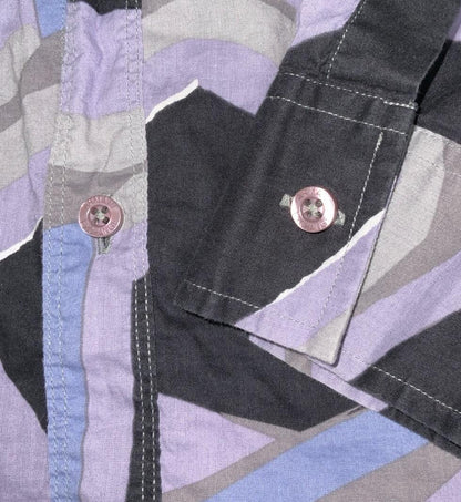 VTG ARMANI EXCHANGE CASUAL BOTTON DOWN GEOMETRIC PURPLE GREY BLACK SMALL