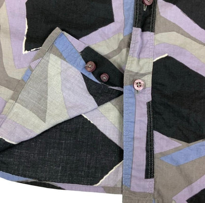 VTG ARMANI EXCHANGE CASUAL BOTTON DOWN GEOMETRIC PURPLE GREY BLACK SMALL