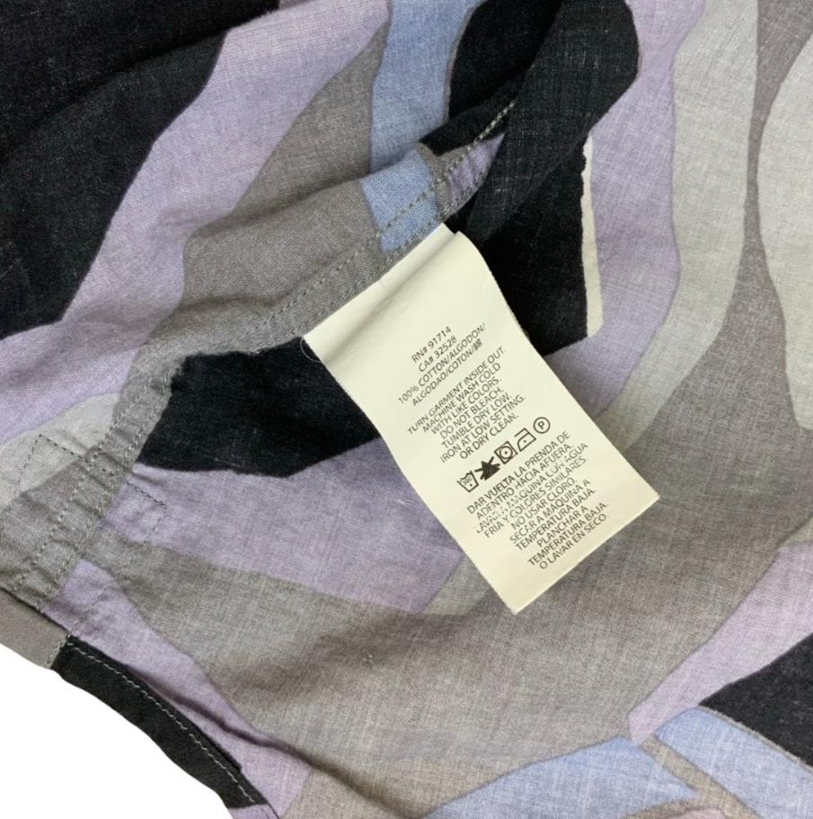 VTG ARMANI EXCHANGE CASUAL BOTTON DOWN GEOMETRIC PURPLE GREY BLACK SMALL
