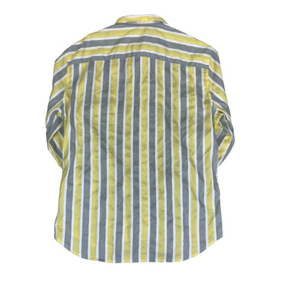 VTG ARMANI EXCHANGE ITALIAN YELLOW GREY WHITE STRIPED DESIGNER SHIRT M