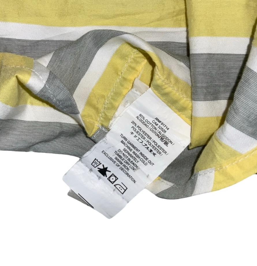 VTG ARMANI EXCHANGE ITALIAN YELLOW GREY WHITE STRIPED DESIGNER SHIRT M