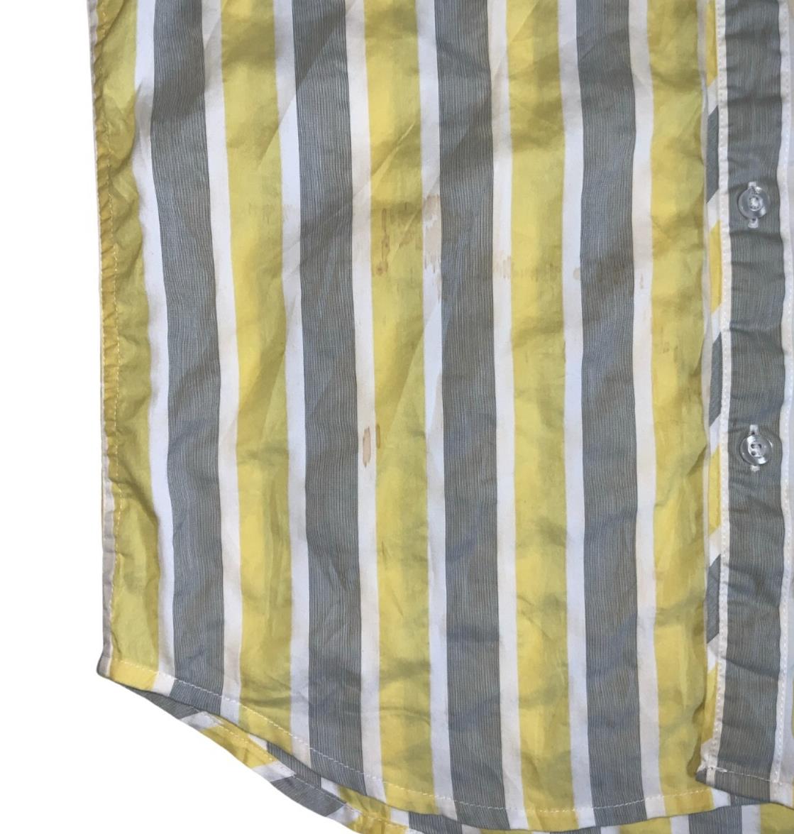 VTG ARMANI EXCHANGE ITALIAN YELLOW GREY WHITE STRIPED DESIGNER SHIRT M