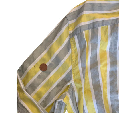 VTG ARMANI EXCHANGE ITALIAN YELLOW GREY WHITE STRIPED DESIGNER SHIRT M