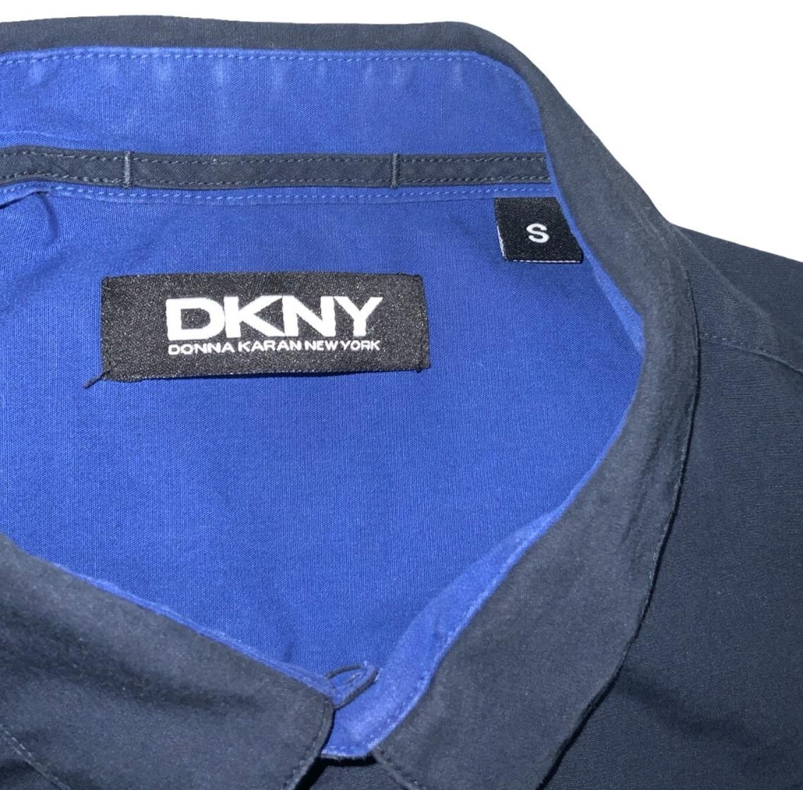 VTG 90S DKNY BLACK BLUE COLOUR BLOCK DESIGNER LONG SLEEVED SHIRT SMALL