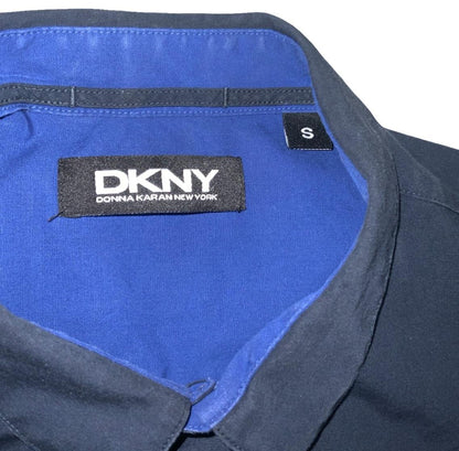 VTG 90S DKNY BLACK BLUE COLOUR BLOCK DESIGNER LONG SLEEVED SHIRT SMALL