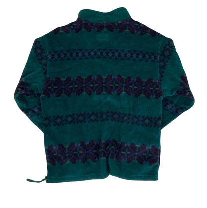 VTG 80S 90S EDDIE BAUER GREEN PURPLE AZTEK PULLOVER FLEECE LARGE