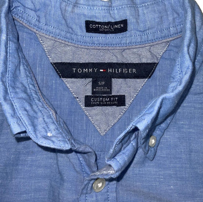 VTG TOMMY HILFIGER BLUE BOTTON DOWN LONG SLEEVED SHIRT MEDIUM