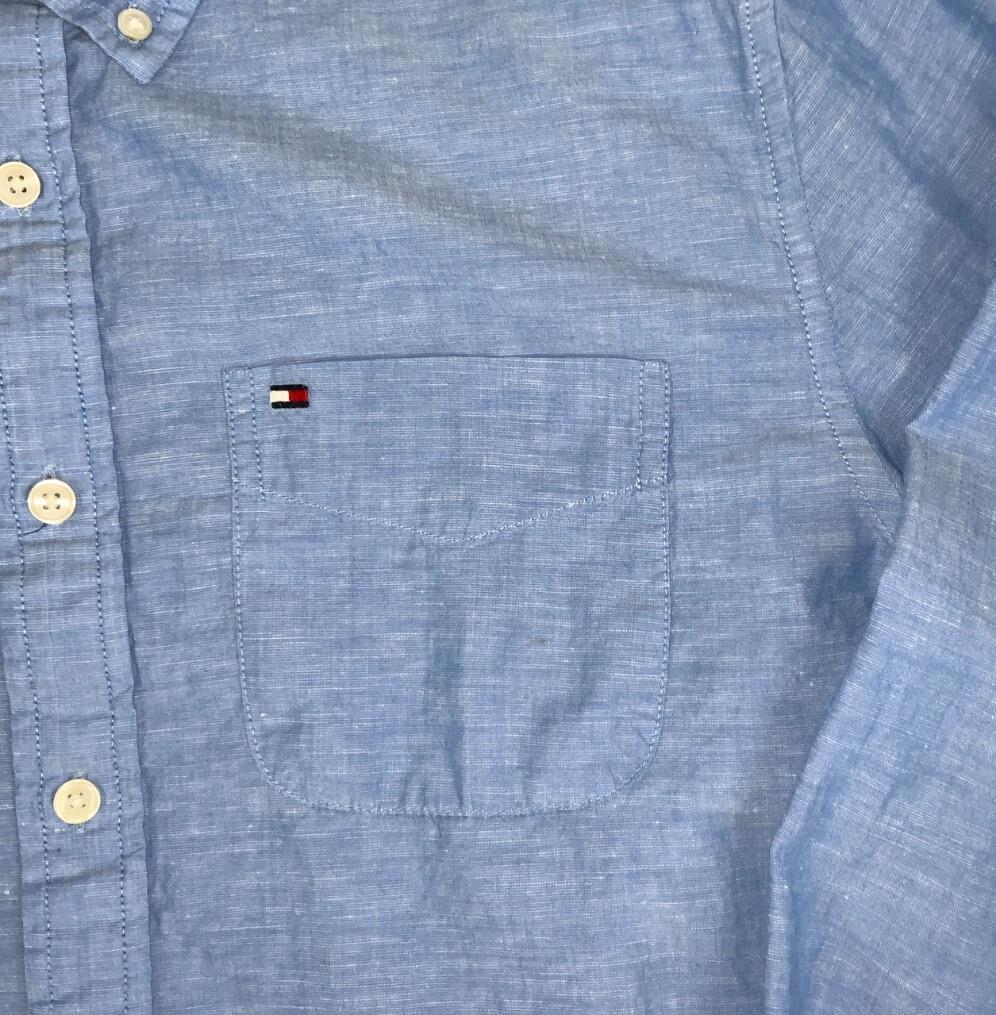 VTG TOMMY HILFIGER BLUE BOTTON DOWN LONG SLEEVED SHIRT MEDIUM