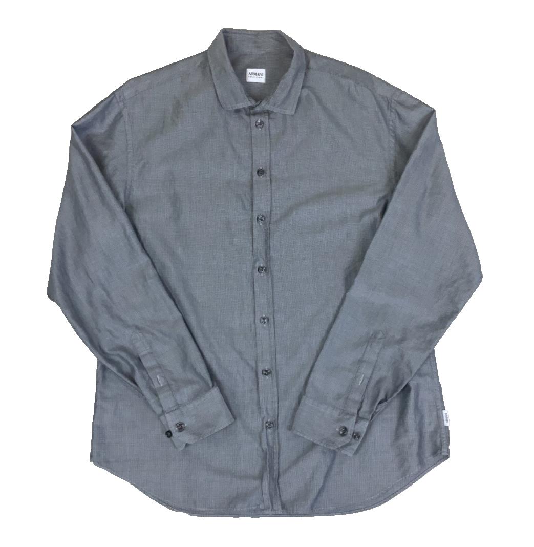 VTG ARMANI COLLEZIONI GREY BUTTON DOWN LONG SLEEVED SHIRT LARGE