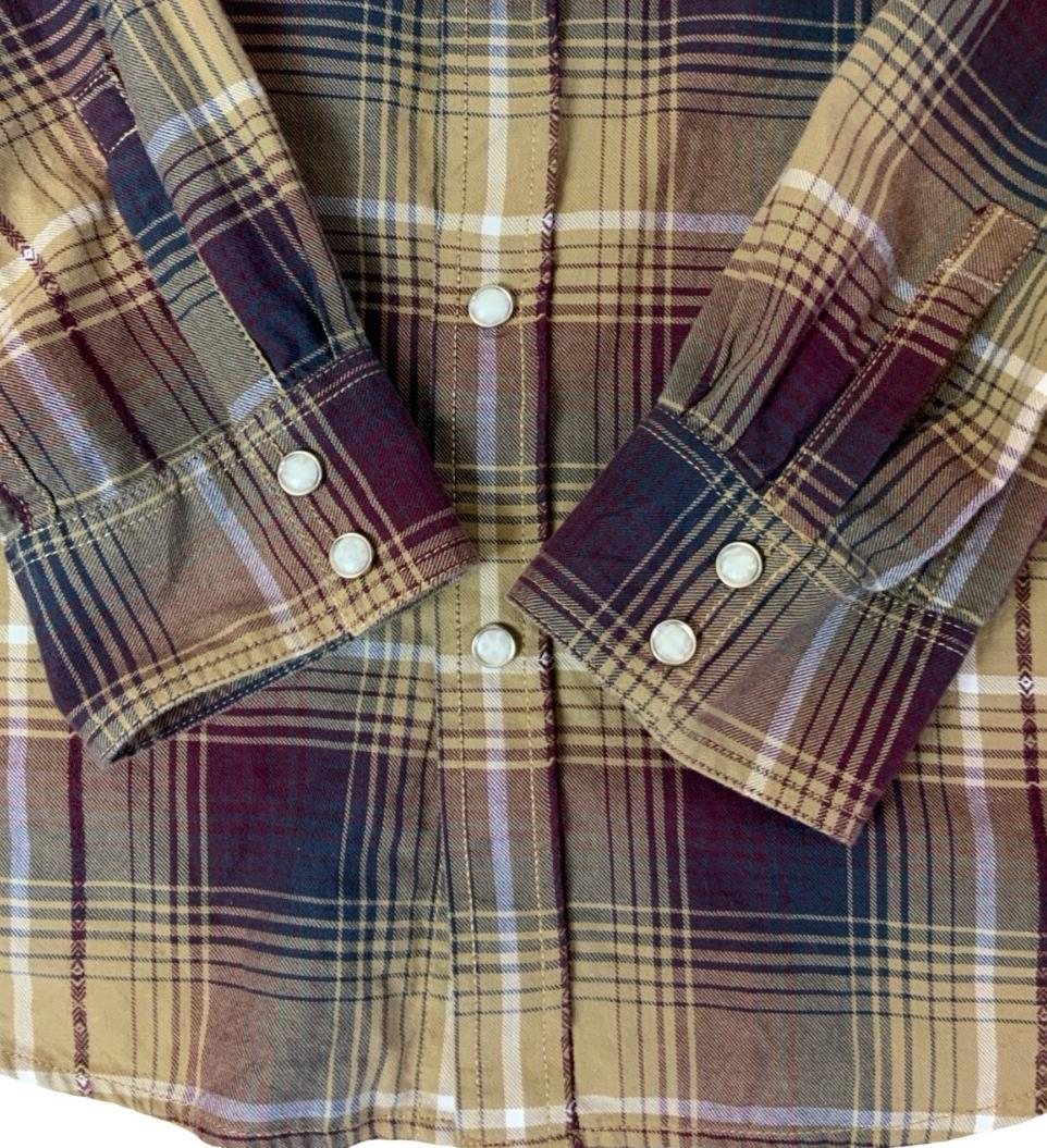 VTG 90S LEVI'S BROWN CHECK WESTERN LONG SLEEVE CASUAL LARGE