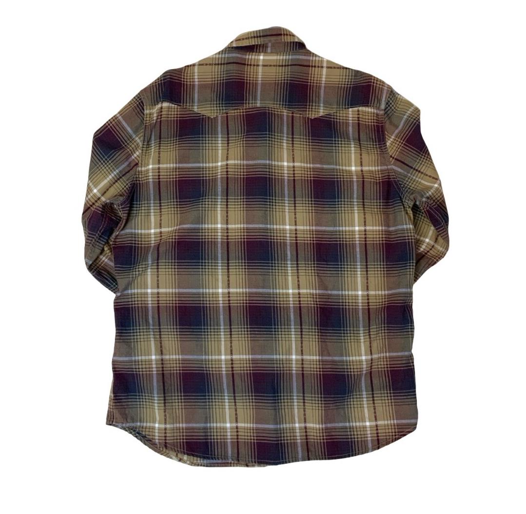 VTG 90S LEVI'S BROWN CHECK WESTERN LONG SLEEVE CASUAL LARGE