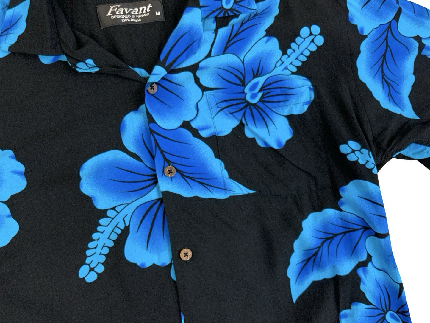 VTG FAVANT RAYON MADE IN HAWAII HAWAIIAN ALOHA SHIRT TIKI ROCKABILLY SURF M 40”