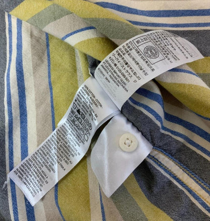 VTG LEVI'S YELLOW BLUE BEIGE STRIPED SHORT SLEEVED CASUAL SHIRT LARGE 47"