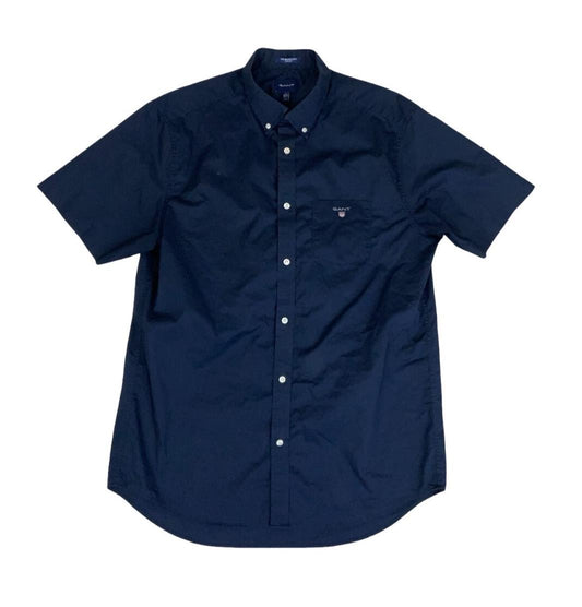 GANT REGULAR FIT SHORT SLEEVE BROADCLOTH BLUE  DESIGNER SHIRT M 42"