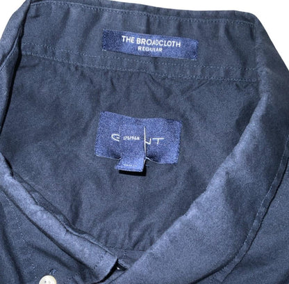 GANT REGULAR FIT SHORT SLEEVE BROADCLOTH BLUE  DESIGNER SHIRT M 42"