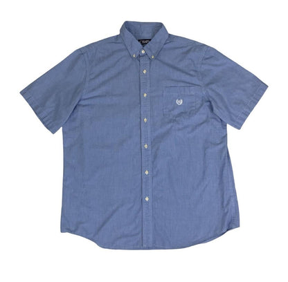 RALPH LAUREN CHAPS BLUE BUTTON-DOWN DESIGNER SHORT SLEEVED SHIRT LARGE 47"