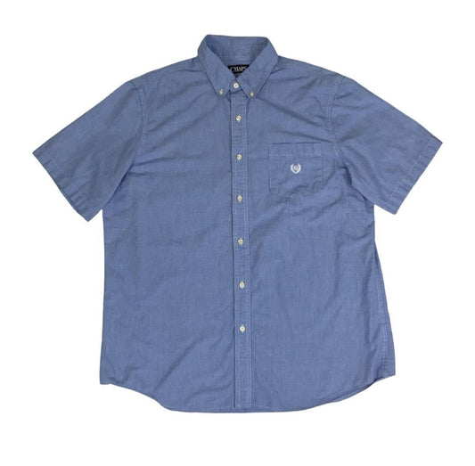 RALPH LAUREN CHAPS BLUE BUTTON-DOWN DESIGNER SHORT SLEEVED SHIRT LARGE 47"