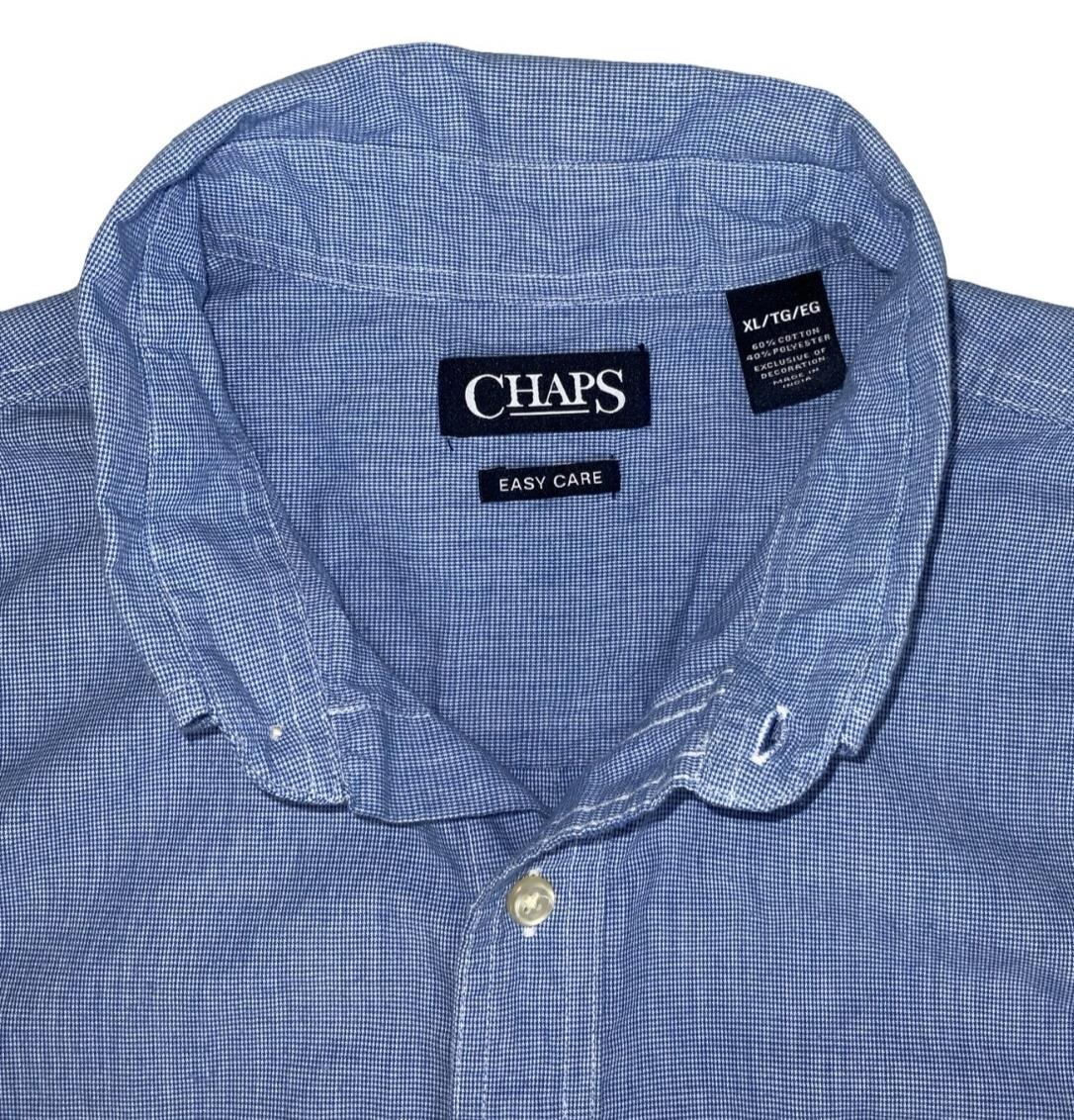 RALPH LAUREN CHAPS BLUE BUTTON-DOWN DESIGNER SHORT SLEEVED SHIRT LARGE 47"