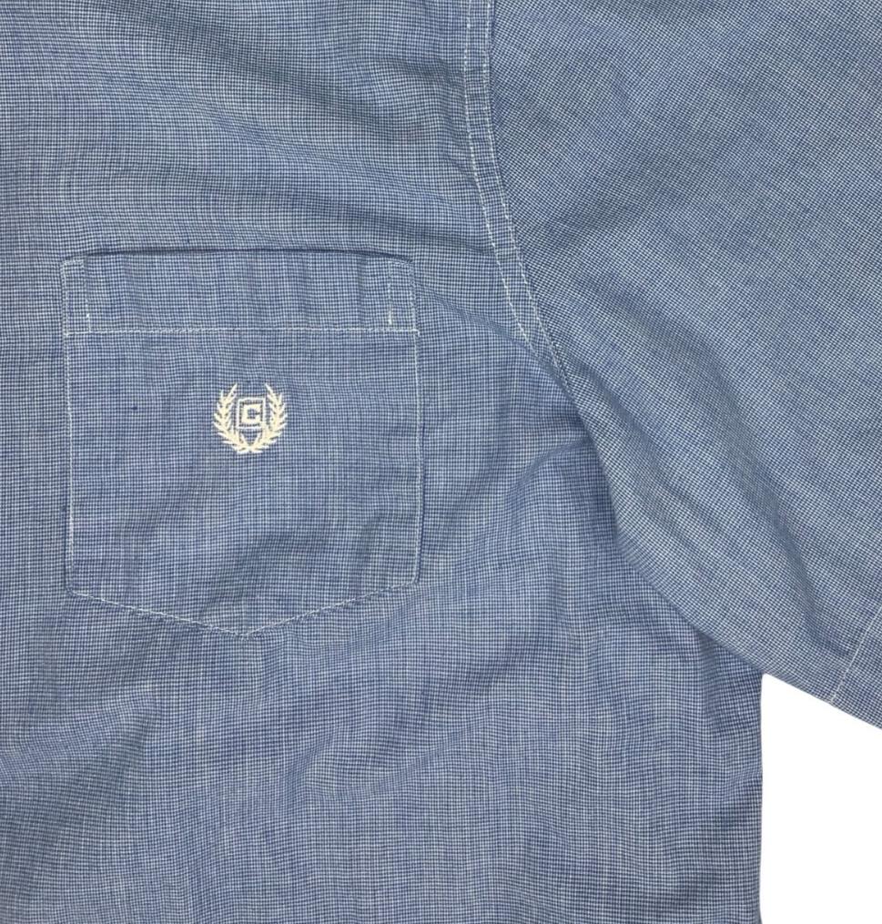 RALPH LAUREN CHAPS BLUE BUTTON-DOWN DESIGNER SHORT SLEEVED SHIRT LARGE 47"