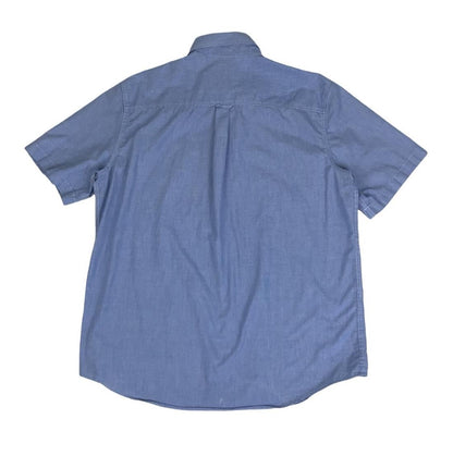 RALPH LAUREN CHAPS BLUE BUTTON-DOWN DESIGNER SHORT SLEEVED SHIRT LARGE 47"