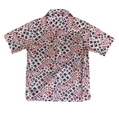 VTG 70S ARNOLD PALMER ROBERT BRUCE RED WHITE BLUE PATTERN GOLF POLO SHIRT S 39"
