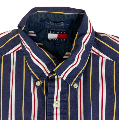 VTG 90s 00s TOMMY HILFIGER LONG-SLEEVED BUTTON-DOWN STRIPED SHIRT LARGE 47"