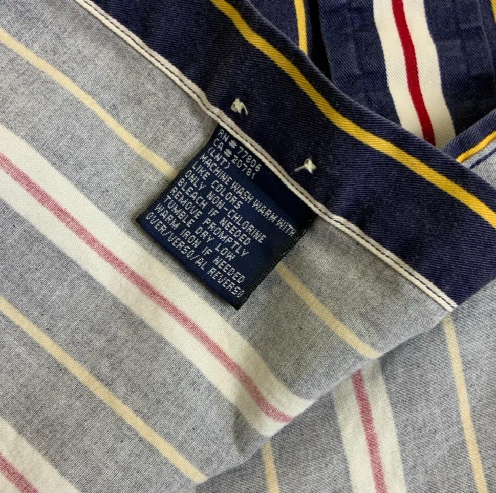 VTG 90s 00s TOMMY HILFIGER LONG-SLEEVED BUTTON-DOWN STRIPED SHIRT LARGE 47"