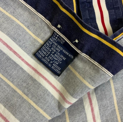 VTG 90s 00s TOMMY HILFIGER LONG-SLEEVED BUTTON-DOWN STRIPED SHIRT LARGE 47"