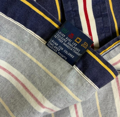VTG 90s 00s TOMMY HILFIGER LONG-SLEEVED BUTTON-DOWN STRIPED SHIRT LARGE 47"