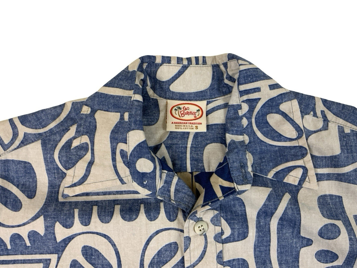 VTG GO BAREFOOT MADE IN HAWAII HAWAIIAN ALOHA SHIRT TIKI ROCKABILLY SURF S 36”