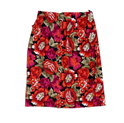 VTG 90s LAURA ASHLEY HIGH WAIST PINK RED FLORAL PENCIL SKIRT WITH BOW XS 6