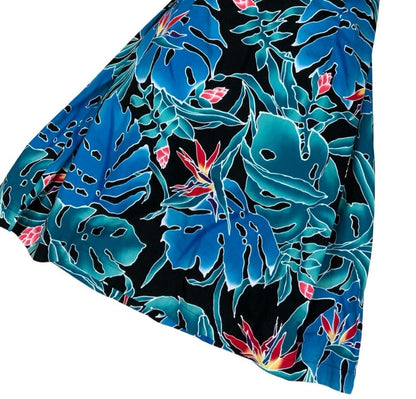 THE HAWAIIAN ORIGINAL 'HILO HATTIES' BLACK BLUE RED FLORAL SUMMER DRESS M