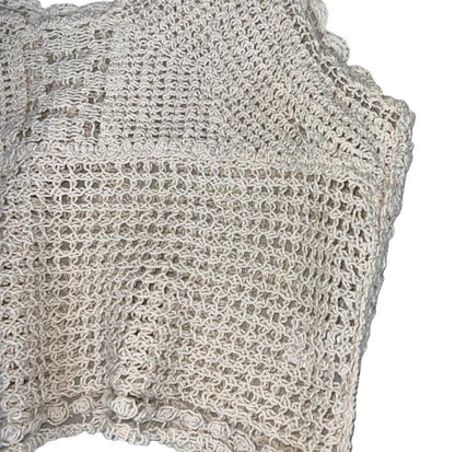 VTG 90s y2k 'EGOIST' OFF-WHITE CROCHET CROP BOHO FESTIVAL TANK VEST TOP S 8